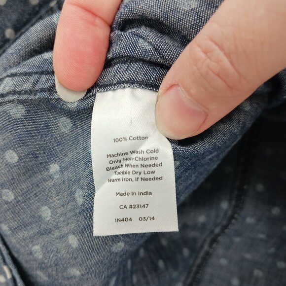 Talbots Polka Dot Chambray Button Up Shirt Size 20W Cotton Long Sleeves - Picture 7 of 10